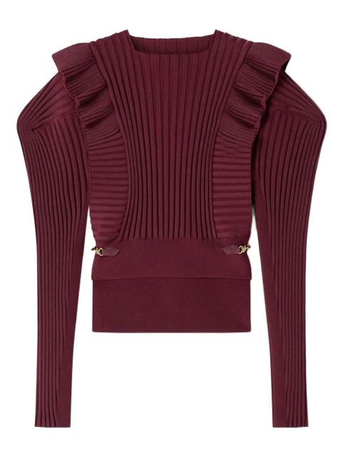 Lanvin ruffled-detail long-sleeve sweater - Red - zdjęcie produktu nr 1