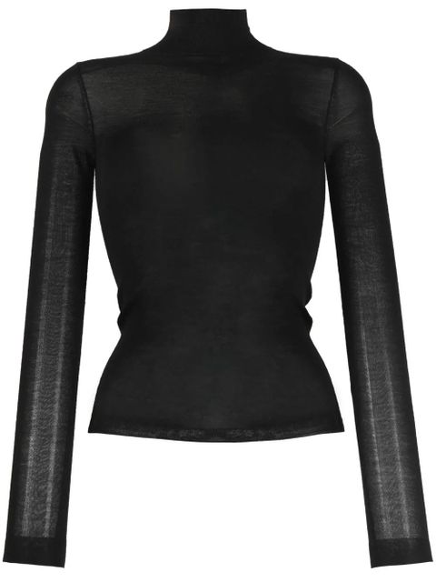 Nanushka semi-sheer merino knit top - Black - zdjęcie produktu nr 1