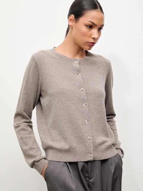 Answear.LAB kardigan z wełny merino z apaszką damski kolor brązowy lekki