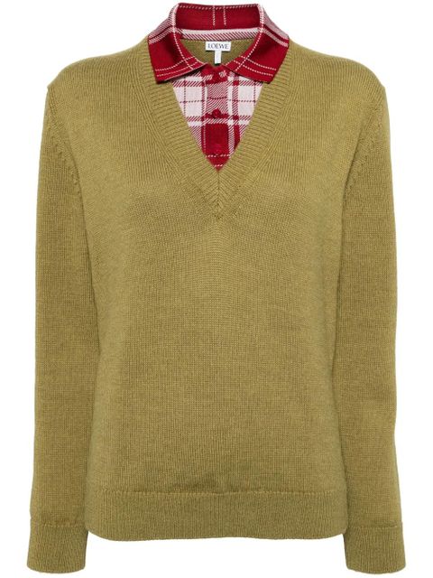 LOEWE layered knitted jumper - Green - zdjęcie produktu nr 1