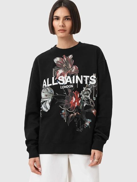 AllSaints bluza bawełniana ANIA damska kolor czarny wzorzysta W144JD - zdjęcie produktu nr 1