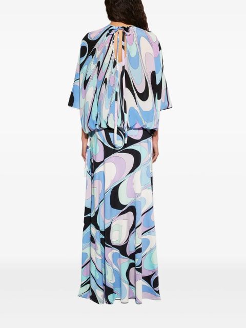 PUCCI onde-print silk top blouse - Blue