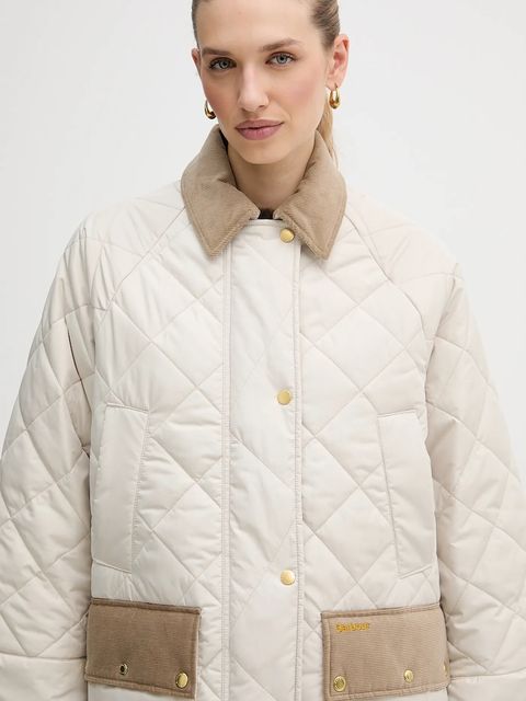 Barbour kurtka Aldburgh kolor beżowy przejściowa oversize LQU1885