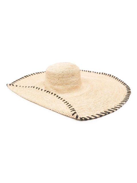 Lanvin whipstitch-detailing raffia hat - Neutrals - zdjęcie produktu nr 1