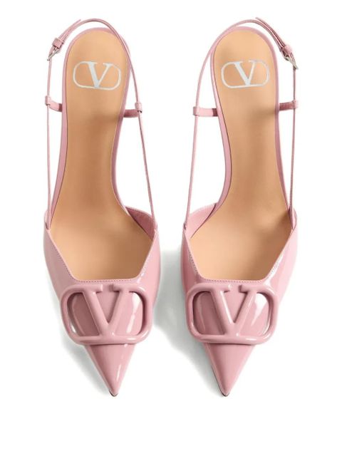 Valentino Garavani 80mm V-logo signature slingback pumps - Pink