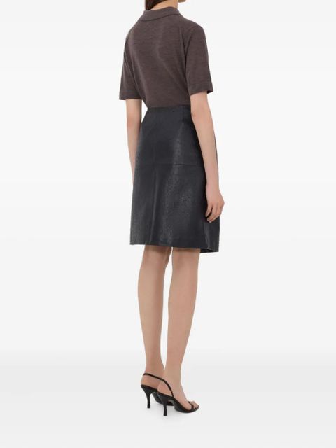 LouLou de Saison Gora ostrich-effect wrap midi skirt - Black