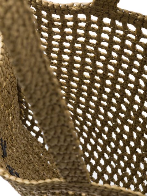 Prada triangle-logo raffia tote bag - Green