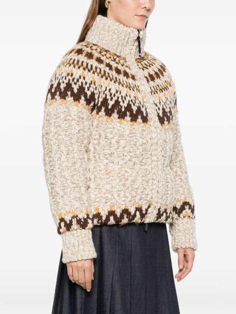 Moncler Grenoble patterned zip cardigan - Neutrals - zdjęcie produktu nr 2