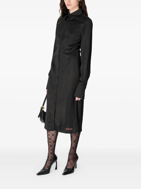 Marine Serre satin wrapped shirt midi dress - Black