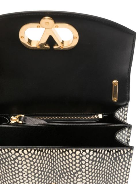 Valentino Garavani logo-plaque snakeskin shoulder bag - Black