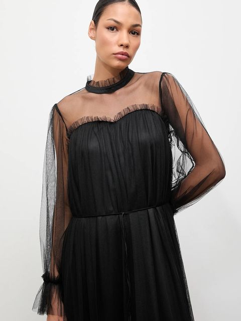 Answear.LAB sukienka kolor czarny maxi prosta