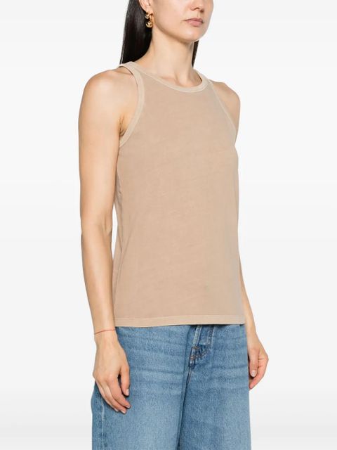 Sportmax scoop-neck cotton tank top - Neutrals