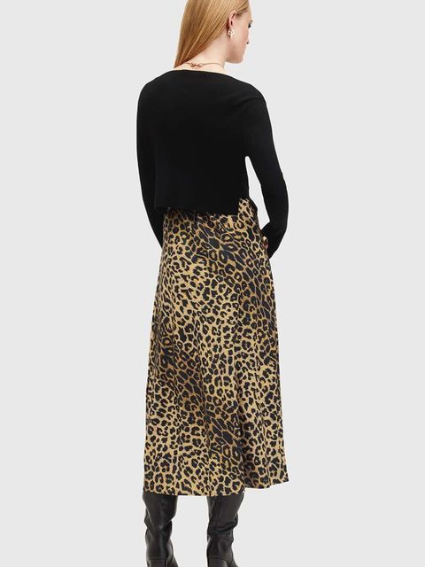 AllSaints sukienka i sweter HERA kolor czarny midi prosta W322DA