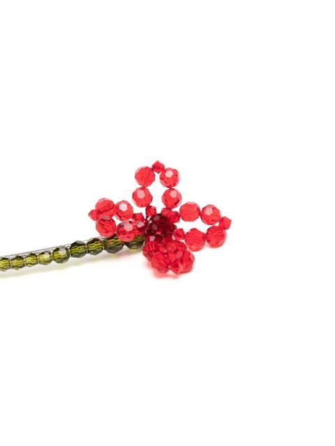 Simone Rocha crystal beaded daisy hair clip - Red