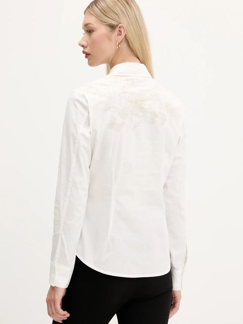 Desigual koszula BROIDFLO damska kolor biały regular z kołnierzykiem klasycznym 25WWCW13 - zdjęcie produktu nr 2
