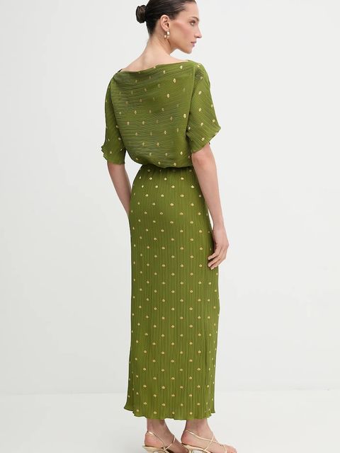 Never Fully Dressed sukienka kolor zielony maxi rozkloszowana NFDDR2965