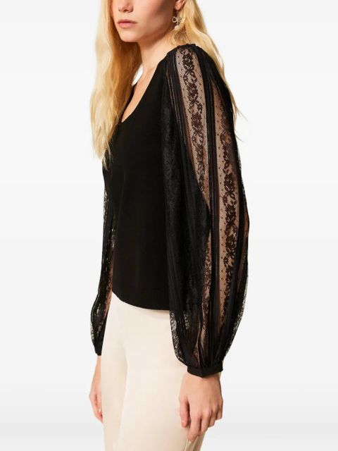 TWINSET lace-sleeve blouses - Black