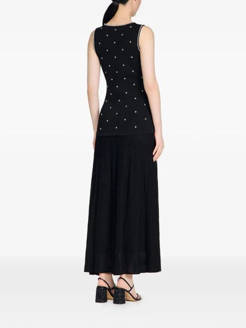 SANDRO maxi floral-embellishment knitted dress - Black
