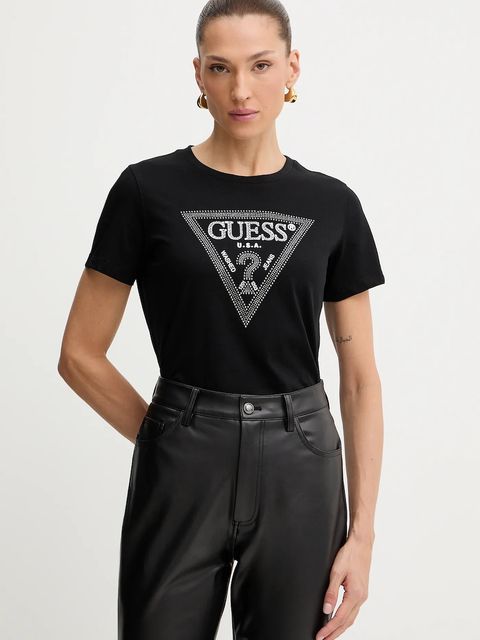 Guess t-shirt bawełniany damski kolor czarny W5BI18 I3Z14 - zdjęcie produktu nr 1