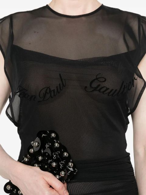 Jean Paul Gaultier flocked-logo maxi dress - Black