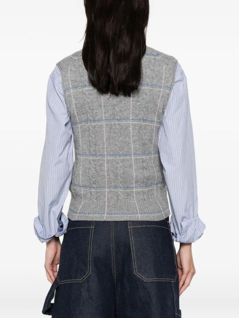 Guest In Residence checked knitted vest - Grey