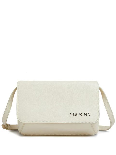Marni logo-embroidered leather shoulder bag - White - zdjęcie produktu nr 1