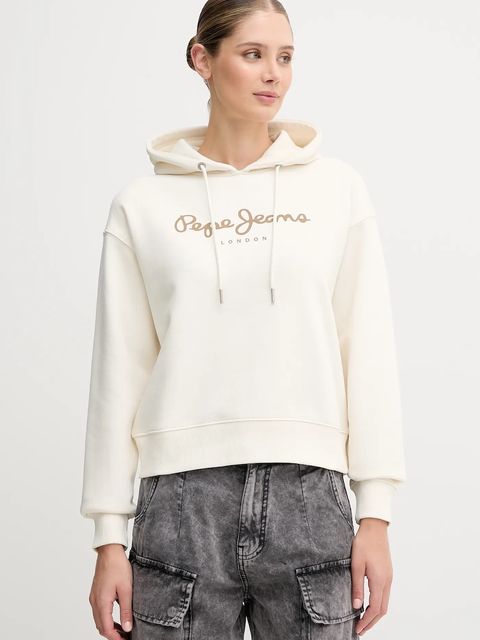 Pepe Jeans bluza damska kolor beżowy z kapturem z nadrukiem PL5800001 - zdjęcie produktu nr 1