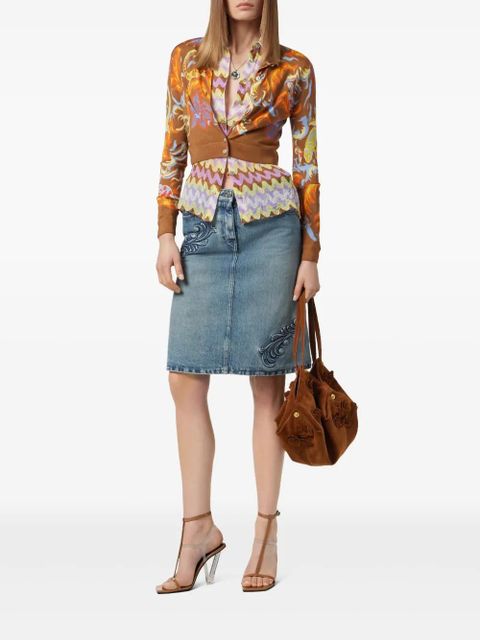 Versace Barocco denim A-line midi skirt - Blue - zdjęcie produktu nr 2