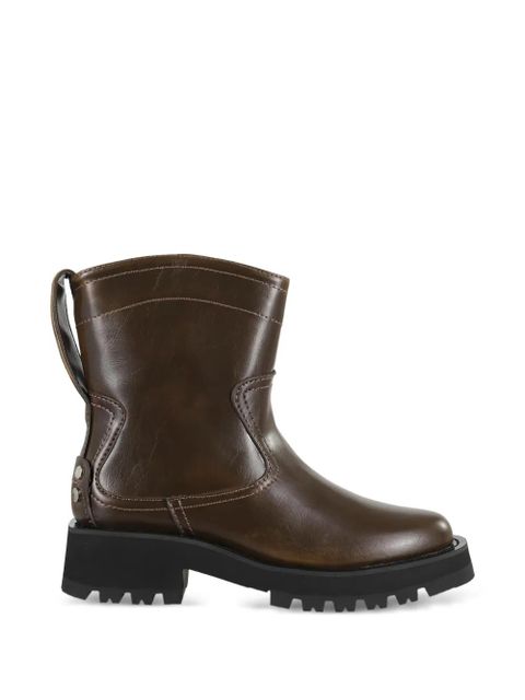 GANNI stitched leather boots - Brown