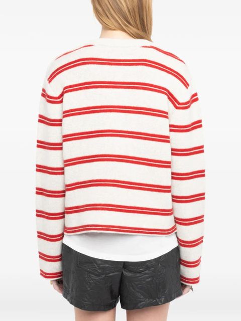 Zadig&Voltaire Spikyz striped buttoned-detail wool sweater - Neutrals