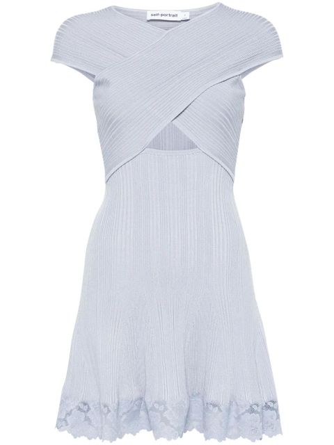 Self-Portrait lace-hem mini dress - Blue - zdjęcie produktu nr 1