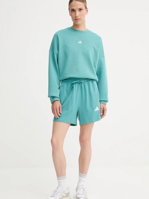 adidas szorty 3-Stripes damskie kolor turkusowy z aplikacją high waist JX7605