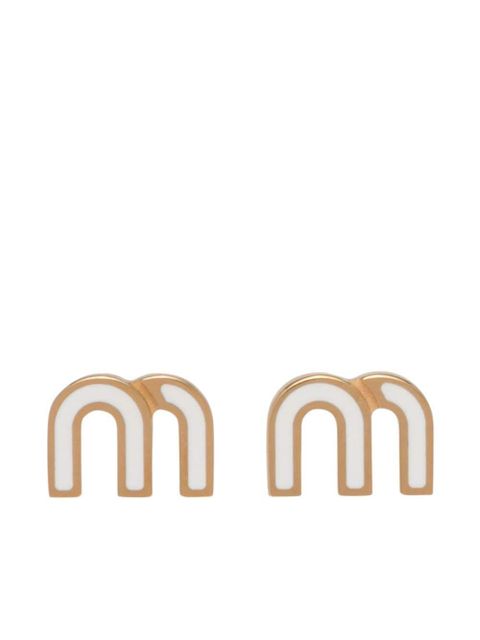 Miu Miu logo-plaque stud earrings - Gold - zdjęcie produktu nr 1
