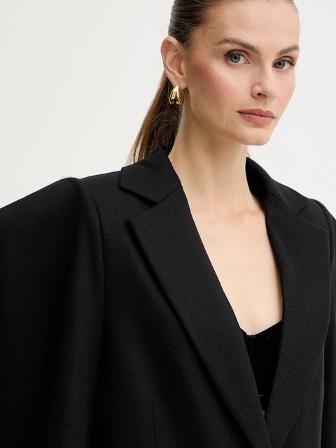 Versace Jeans Couture marynarka z dodatkiem wełny kolor czarny jednorzędowa gładka 79HAQ705 N0542