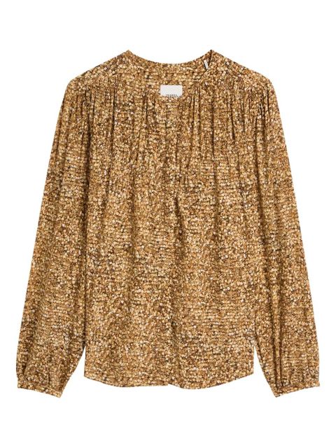 ISABEL MARANT Sally long-sleeve printed blouse - Brown - zdjęcie produktu nr 1
