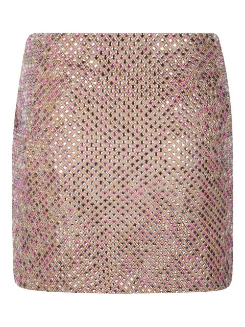 Self-Portrait crystal-embellished mini skirt - Pink