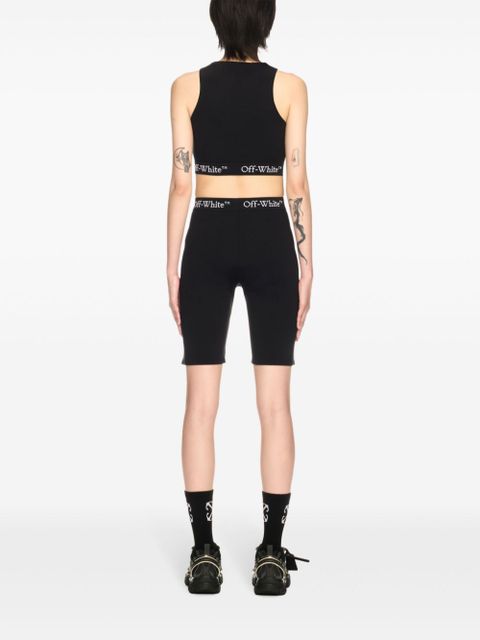 Off-White logo-waistband zip shorts - Black