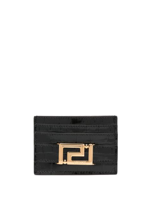Versace Greca Goddess crocodile-embossed cardholder - Black - zdjęcie produktu nr 1