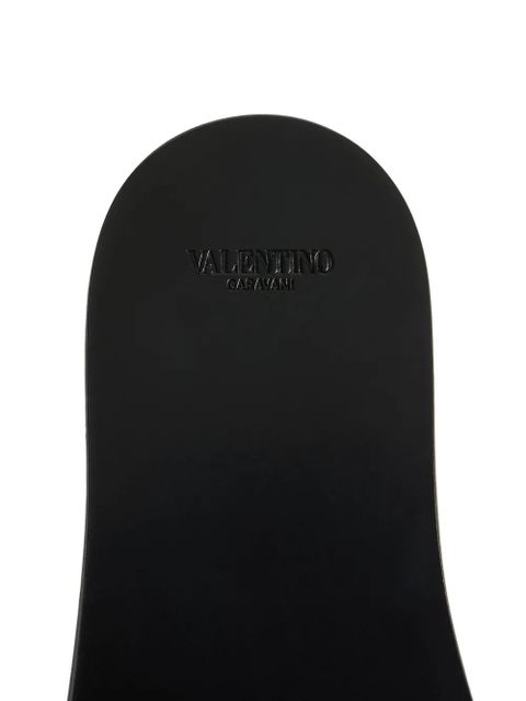 Valentino Garavani Viva Superstar slide sandals in raffia with crochet embroidery - Neutrals