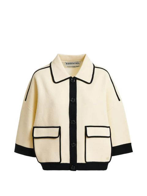 Essentiel Antwerp flower-buttons contrast-trim cardigan - Neutrals - zdjęcie produktu nr 1