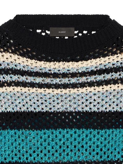 Alanui Ocean Stripes open-knit Sweater - Black