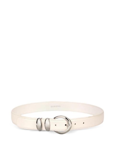SANDRO smooth leather metal buckle belt - Neutrals - zdjęcie produktu nr 1