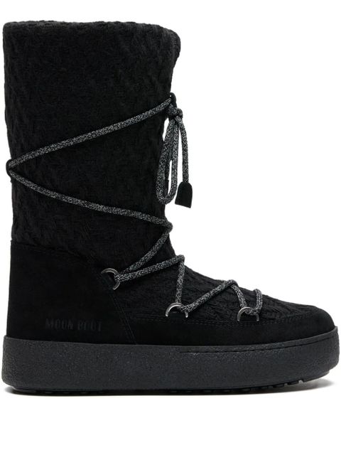 Moon Boot knit-upper lace-up boots - Black - zdjęcie produktu nr 1