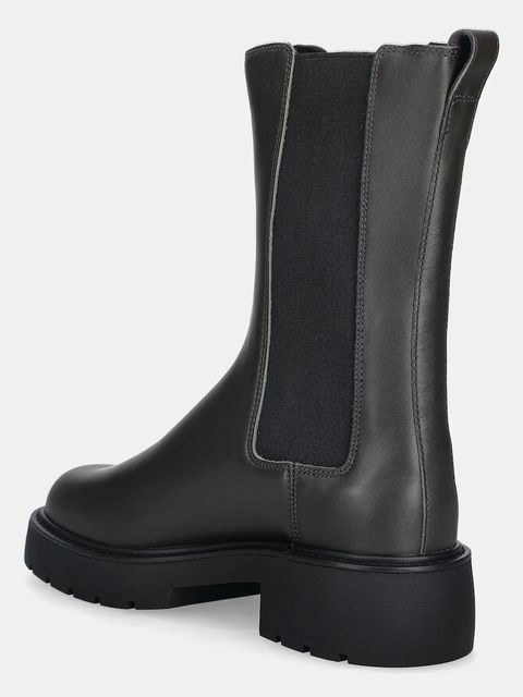 Calvin Klein sztyblety skórzane CHUNKY HIGH CHELSEA kolor zielony na płaskim obcasie YW0YW01909