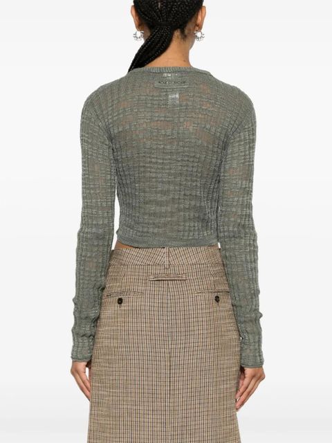 Acne Studios ribbed semi-sheer cardigan - Green