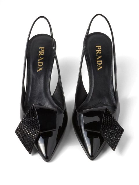 Prada 55mm crystal-embellished slingback pumps - Black