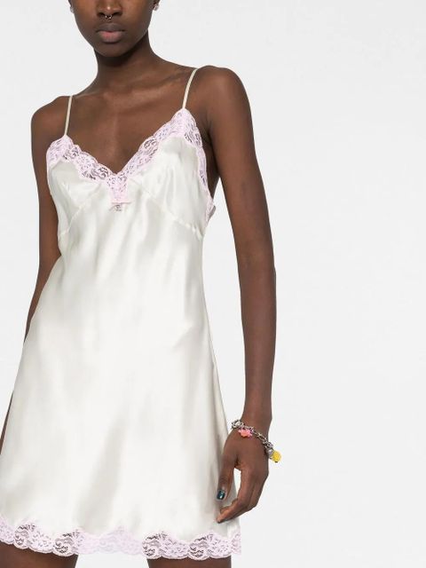 Alexander Wang lace-trim silk slip dress - Neutrals