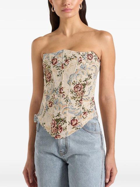 Manière De Voir Scarlett floral lace-up corset - Neutrals - zdjęcie produktu nr 1