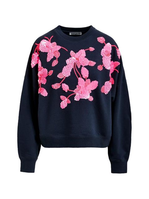 Essentiel Antwerp flower-pattern sequin-embellishment sweatshirt - Blue - zdjęcie produktu nr 1