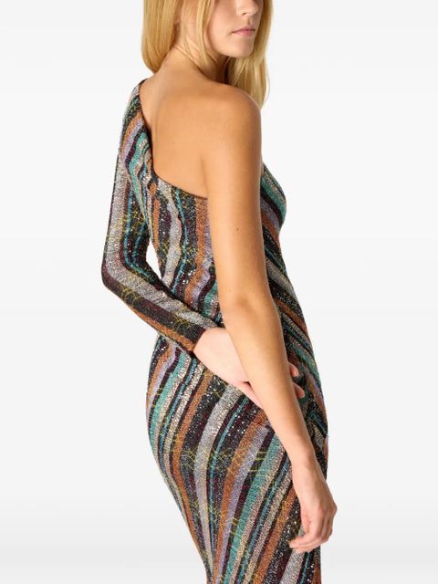 Missoni one-shoulder striped maxi dress - Brown